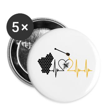 Biene, Honig, Puls, Honigbiene, Imker, Bienenwabe - Buttons groß 56 mm (5er Pack) - Weiß - Vorne