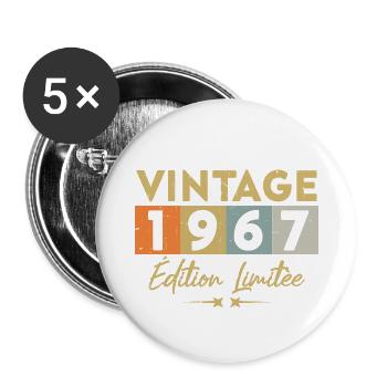 Vintage 1967 Édition Limitée - Lot de 5 grands badges (56 mm) - blanc - Devant