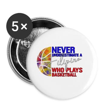 Philippines Filipino Flag Basketball I Cadeau - Lot de 5 grands badges (56 mm) - blanc - Devant