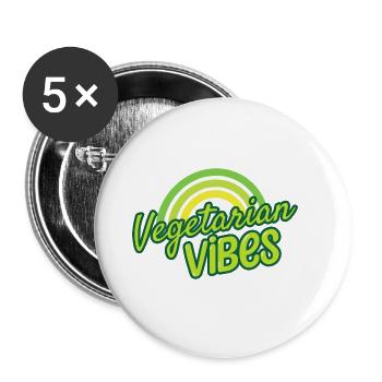 Vegan Vegetarier Pflanzlich Vintage I Geschenk - Buttons groß 56 mm (5er Pack) - Weiß - Vorne