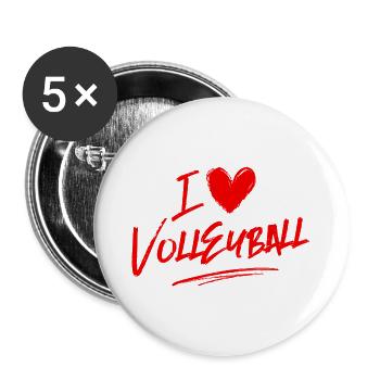 I love volleyball - Buttons large 2.2''/56 mm (5-pack) - white - Front
