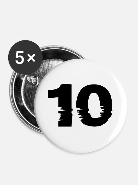 10 Zahl - Buttons groß 56 mm (5er Pack) - Weiß