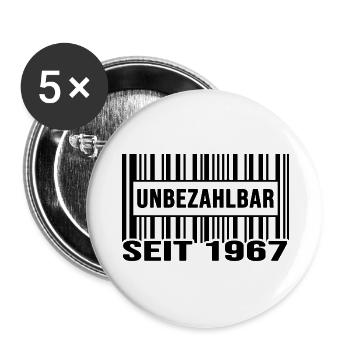 1967 Geburtstag unbezahlbar Barcode Geschenk - Buttons groß 56 mm (5er Pack) - Weiß - Vorne