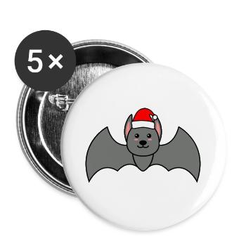 Fledermaus Comic Weihnachten Xmas - Buttons groß 56 mm (5er Pack) - Weiß - Vorne