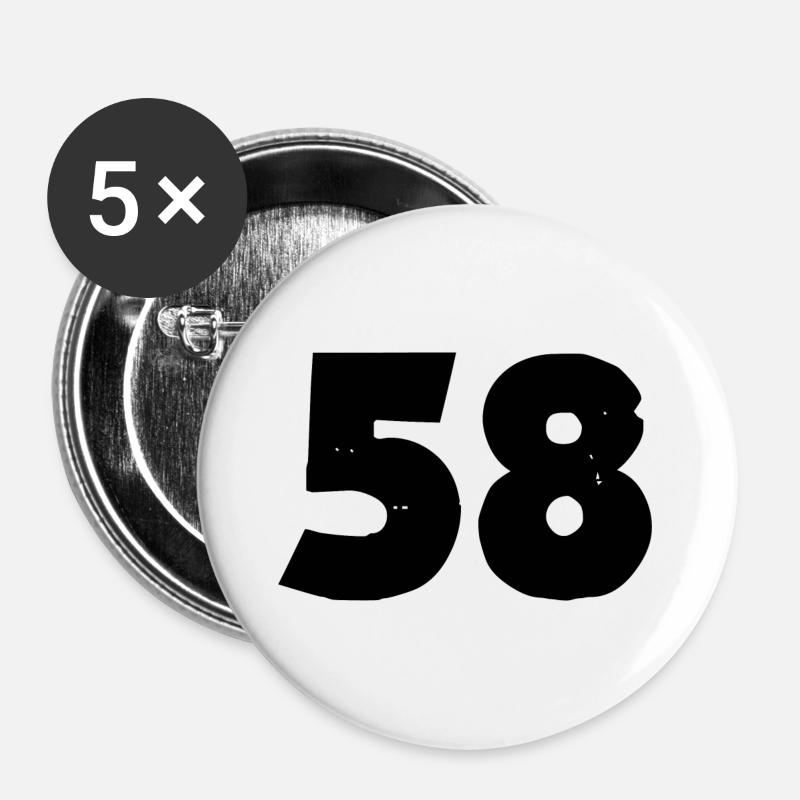 Numéro 58 - Lot de 5 grands badges (56 mm) - blanc