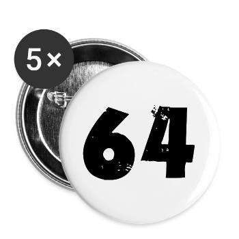 64 Zahl - Buttons groß 56 mm (5er Pack) - Weiß - Vorne