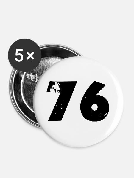 76 Zahl - Buttons groß 56 mm (5er Pack) - Weiß