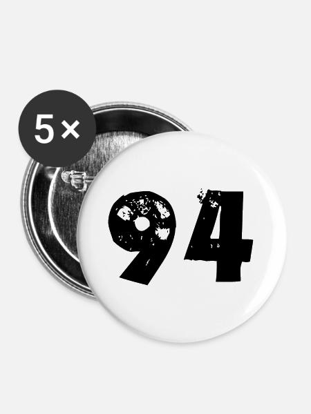 94 Zahl - Buttons groß 56 mm (5er Pack) - Weiß