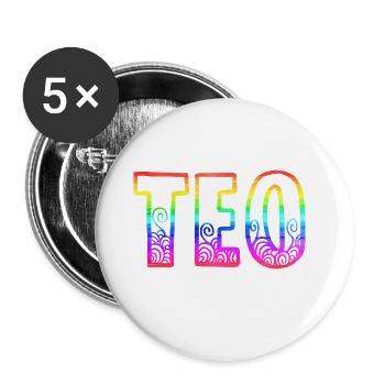Teo RS Arc-en-ciel - Lot de 5 grands badges (56 mm) - blanc - Devant