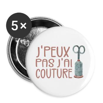 Je Peux Pas J'ai Couture - Lot de 5 grands badges (56 mm) - blanc - Devant