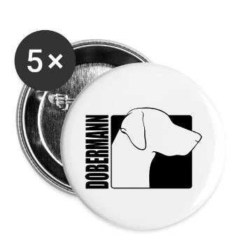 Dobermann Profil IGP Hunde Hund Wilsigns - Buttons groß 56 mm (5er Pack) - Weiß - Vorne