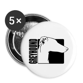 Greyhound Profil Hunde Hund Wilsigns - Buttons groß 56 mm (5er Pack) - Weiß - Vorne