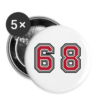 68 Zahl Symbol - Buttons groß 56 mm (5er Pack) - Weiß - Vorne