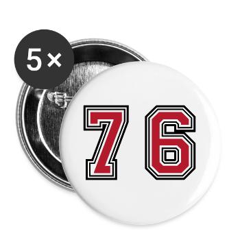 76 Number Symbol - Buttons large 2.2''/56 mm (5-pack) - white - Front