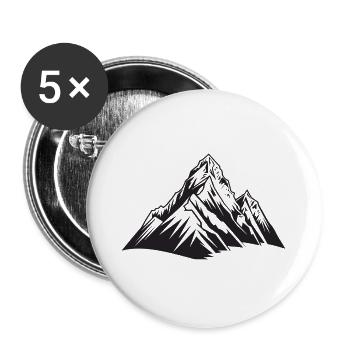 Berge Symbol - Buttons groß 56 mm (5er Pack) - Weiß - Vorne
