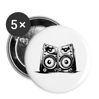 Musik Boxen Symbol Bass - Buttons groß 56 mm (5er Pack) - Weiß - Vorne