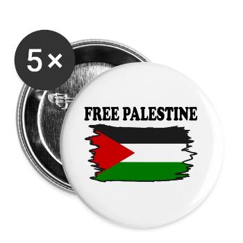 Free palestine - Buttons large 2.2''/56 mm (5-pack) - white - Front
