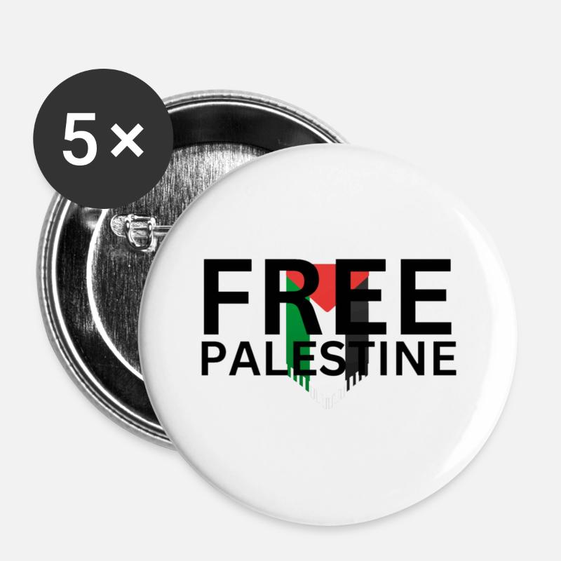 Free Palestine - Buttons large 2.2''/56 mm (5-pack) - white