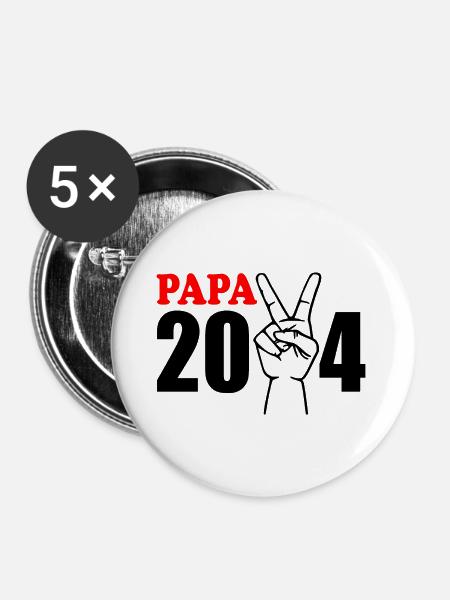 Papa 2024 - Buttons groß 56 mm (5er Pack) - Weiß