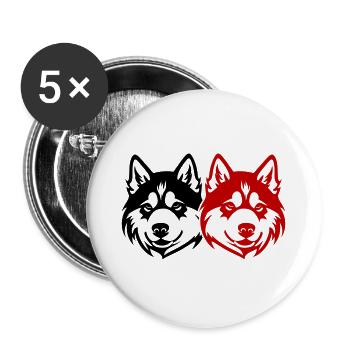 Akita Dog Head - Buttons large 2.2''/56 mm (5-pack) - white - Front