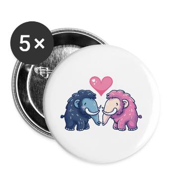 Mammouth Bande Dessinée Couple Amour - Lot de 5 grands badges (56 mm) - blanc - Devant