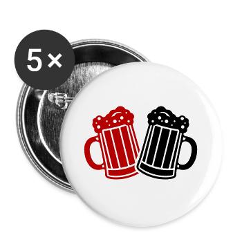 Bierkrug Bier Symbol Prost - Buttons groß 56 mm (5er Pack) - Weiß - Vorne