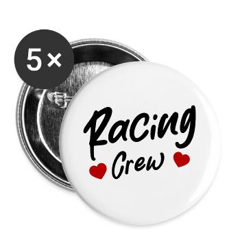 Coeur d’équipage de course - Lot de 5 grands badges (56 mm) - blanc - Devant