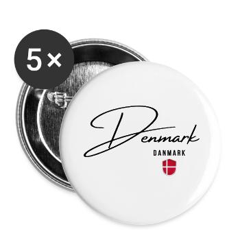 Flag of Denmark, Danish pride - Buttons large 2.2''/56 mm (5-pack) - white - Front
