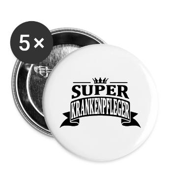 super krankenpfleger - Buttons groß 56 mm (5er Pack) - Weiß - Vorne