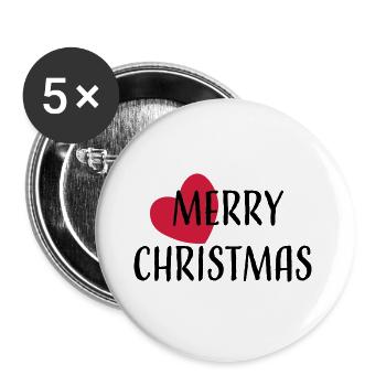 Merry Christmas / Christmas / Xmas / Gift - Buttons large 2.2''/56 mm (5-pack) - white - Front