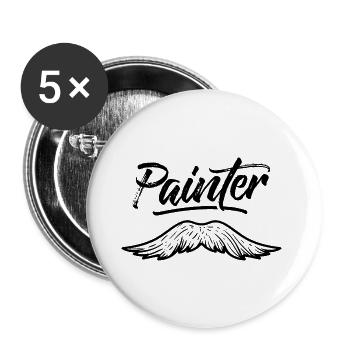 Maler Lackierer Malen Beruf Malerbetrieb - Buttons groß 56 mm (5er Pack) - Weiß - Vorne