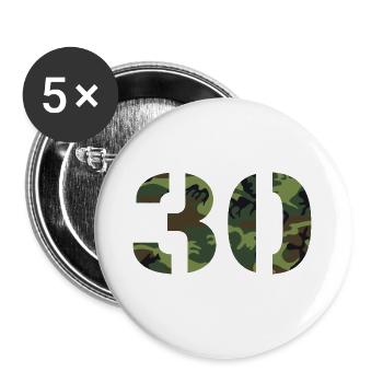 30ème anniversaire de la Bundeswehr Soldat Camouflage - Lot de 5 grands badges (56 mm) - blanc - Devant