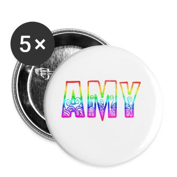 amy rs rainbow - Buttons large 2.2''/56 mm (5-pack) - white - Front
