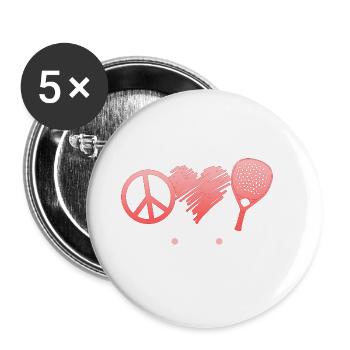 Padel Paddle Tennis Amour Paix Cœur I Cadeau - Lot de 5 grands badges (56 mm) - blanc - Devant