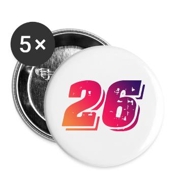 26 Zahl Symbol - Buttons groß 56 mm (5er Pack) - Weiß - Vorne