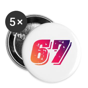 67 Zahl Symbol - Buttons groß 56 mm (5er Pack) - Weiß - Vorne