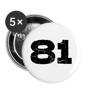 81 Zahl Trikot - Buttons groß 56 mm (5er Pack) - Weiß - Vorne