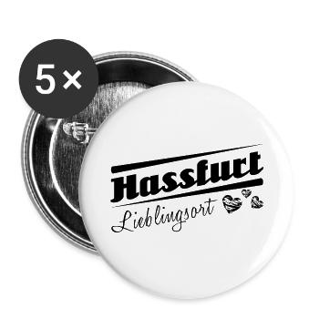 Hassfurt - Lieblingsort mit Stadtnamen - Buttons groß 56 mm (5er Pack) - Weiß - Vorne