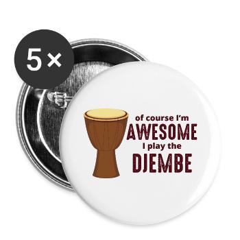 Djembe-Spieler Schlagzeuger Musik Schlagzeuger Musiker - Buttons groß 56 mm (5er Pack) - Weiß - Vorne