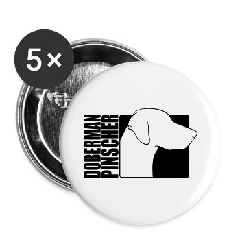 Doberman Pinscher Profil Wilsigns Hunde Hund IGP - Buttons groß 56 mm (5er Pack) - Weiß - Vorne