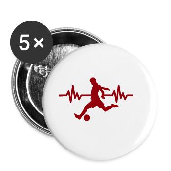 Herzschlag - Soccer / Sportverein Kicker Fußball - Buttons groß 56 mm (5er Pack) - Weiß - Vorne