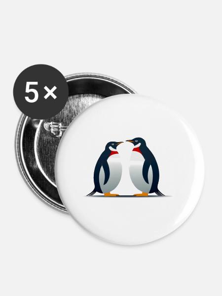 Penguin couple - Buttons groß 56 mm (5er Pack) - Weiß