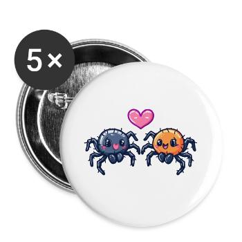 Couple de tarentules Amour Araignée Amoureuse - Lot de 5 grands badges (56 mm) - blanc - Devant