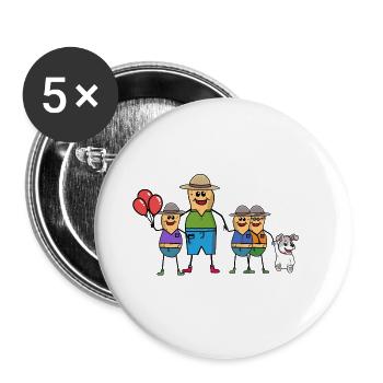 Father Son Family Children Peanuts Single Parent - Buttons large 2.2''/56 mm (5-pack) - white - Front