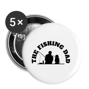 The Fishing Dad With Daughter Fishing Black - Buttons large 2.2''/56 mm (5-pack) - white - Front