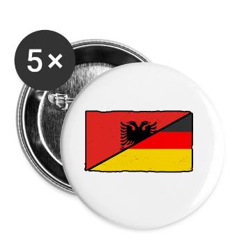 Albaner Albanisch Deutschland Albanien - Buttons groß 56 mm (5er Pack) - Weiß - Vorne