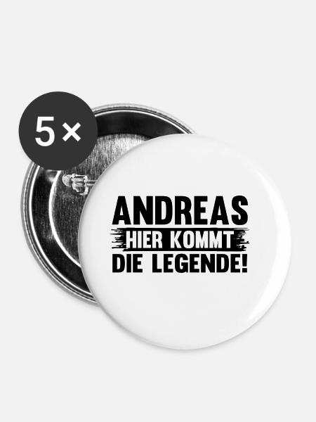 Vorname Andreas - Buttons groß 56 mm (5er Pack) - Weiß