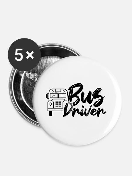 Busfahrer Bus Beruf Buslenker - Buttons groß 56 mm (5er Pack) - Weiß