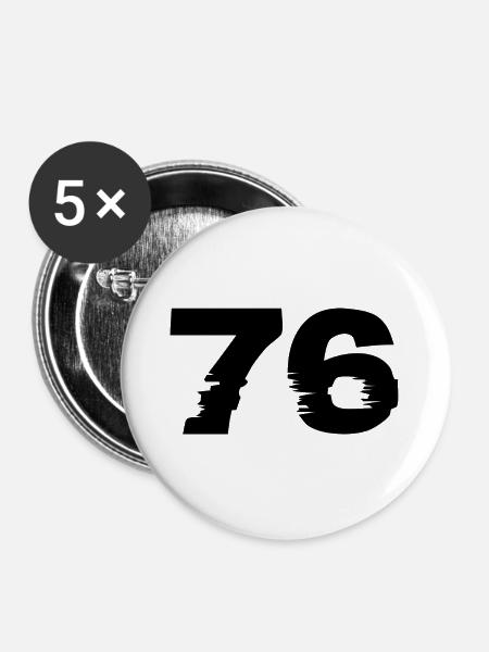 76 Zahl - Buttons groß 56 mm (5er Pack) - Weiß