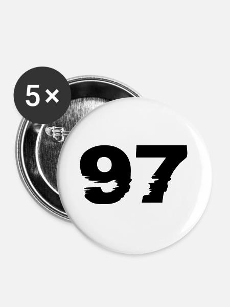 97 Zahl - Buttons groß 56 mm (5er Pack) - Weiß